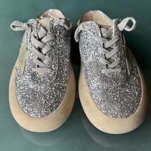 Golden Goose Silver Glitter Lace-Up Sneakers
